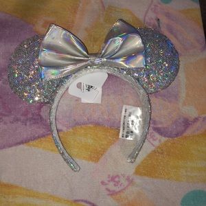 Disney Parks Mirror Silver Minnie ears